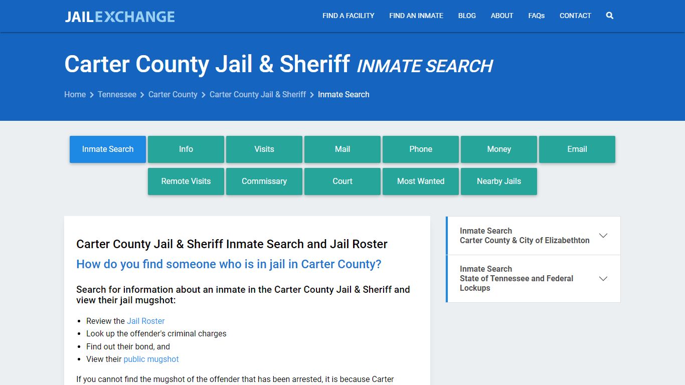 Inmate Search: Roster & Mugshots - Carter County Jail & Sheriff, TN